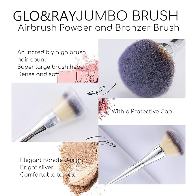 GLORAY Powder Brush Large Foundation Brush for Pressed Powder Fluffy Kabuki Makeup Brushes Perfect For Buffing,Stippling,Blending Liquid,Cream and Flawless Setting Powder Contour Face Brush