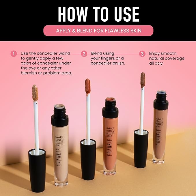 Frankie Rose Cosmetics Our Lil’ Secret Concealer - Full, Long Lasting Coverage for Dark Circles and Fine Lines - Easy to Blend - Soft, Smooth Complexion - Neutral