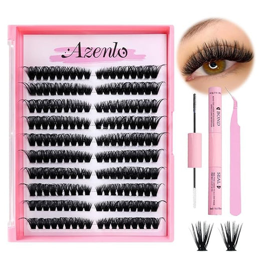 Natural Lash Clusters Kit Wispy Eyelash Clusters 120 pcs Cluster Eyelash Extensions C Curl Individual Lashes 10-16 mm Mix Length Natural Look (Left&Right 80D KIT 120Pcs)