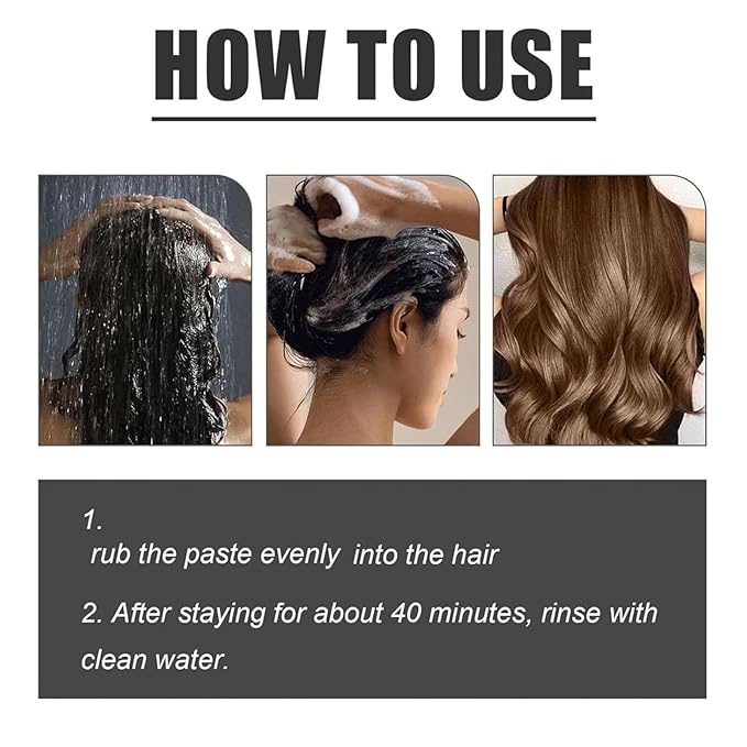 Mild Formula Long Lasting Hair Dye Set, Plant Extracts Long Lasting Hair Color Dye Cream, Gray Hair Coverage, Nourishing, Natural, Long-Lasting Shampoo (2*Dark brown)