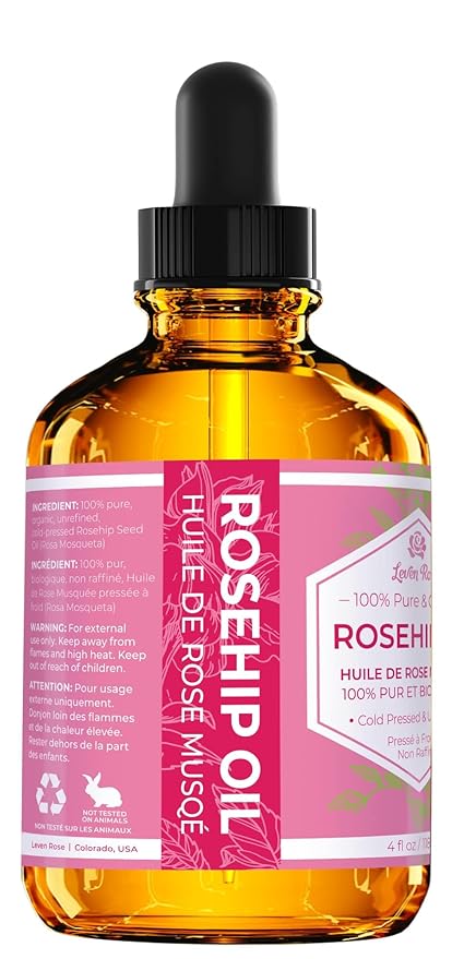 Leven Rose Rosehip Seed Oil for Face 1 oz - Pure Rosehip Oil for Face - Unrefined Cold Pressed Rosehip Oil for Body - Nighttime Face Moisturizer for Hair, Skin & Nails