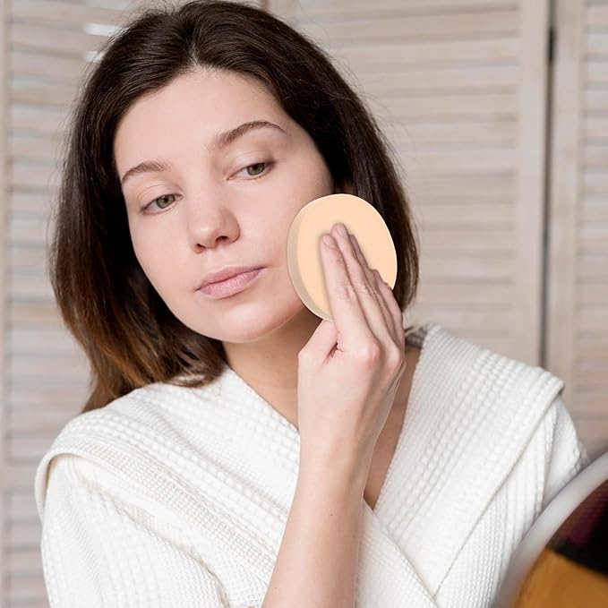 5 PCS Nude Round Makeup Sponge, Flat Makeup Sponges for Foundation, Smooth Cosmetic Foundation Sponge, Beauty Powders Puff for Women Lady Professional Makeup