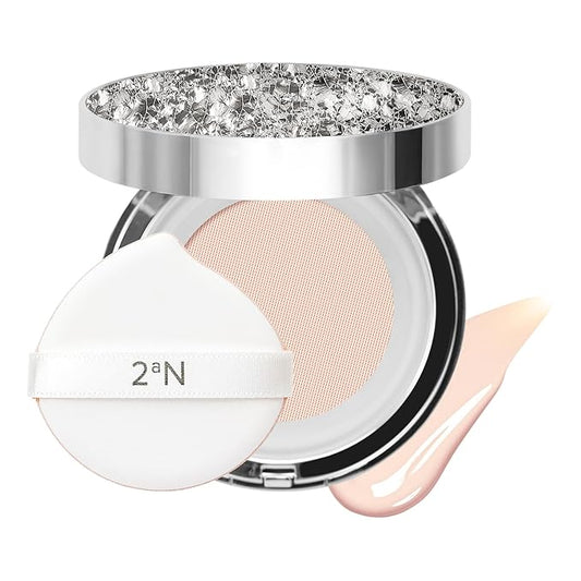 2aN Gleaming Tension Cushion Foundation Pact 0.45 oz, Korean Cushion Foundation Makeup, Lightweight & Buildable Coverage with Ceramides and Centella Asiatica (#17 Pure Ivory, 0.45 oz)