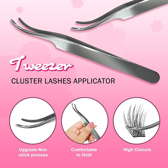 156 PCS Volume Self Adhesive Eyelashes Clusters, Invisible 2-Strip Tape - Longer Lasting, Pre Glued Eyelash Clusters, No Glue Needed Lashes C-Curly Eyelash Clusters with Tweezers