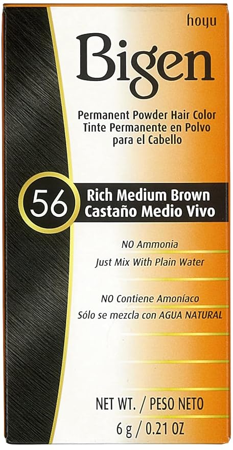 Bigen Permanent Powder Hair Color 56 Medium Brown 1 ea (Pack of 4)