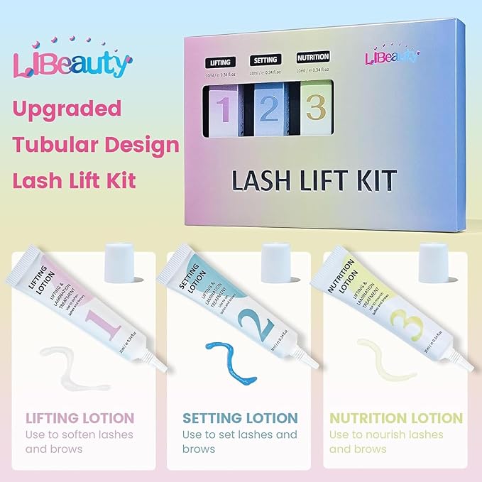 Libeauty Lash Lift Kit 10ml – Eyelash Lift Kit & Brow Lamination Kit with Lash Lift Balm, Tubular Precision Design for Easy At-Home or Salon Use