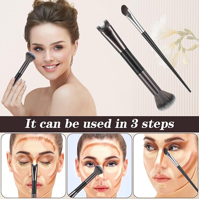 2pcs Nose Contour Brushes Nose Brush Makeup Noses Contouring Brush U-Shaped Angled Tilt Sculpting Fluffy Dual-Ended Makeup Brushes Noses Angled Cheek Bones, Highlight