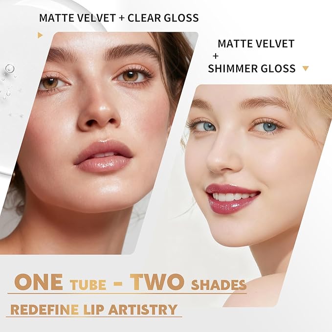 Color Nymph Matte Liquid Lipstick with Clear & Shimmer Lip Oil | 2PCS Lip Makeup Set for Women & Girls | High Pigment Color Long-Lasting Dual Ended Lip Gloss | Cruelty-Free & Vegan (2-Count, 03)