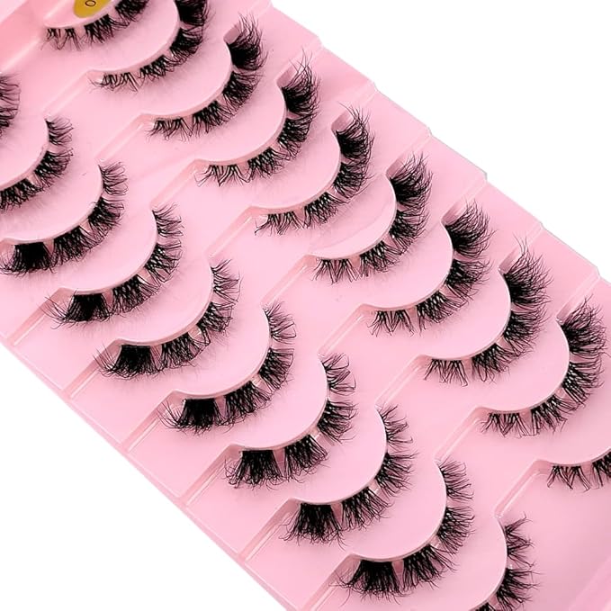 HBZGTLAD New 10 Pairs 3D Mink Lashes False Eyelashes Handmade Wispy Fluffy Long Lashes Natural Eye Makeup Tools Eye Lashes(RY10)