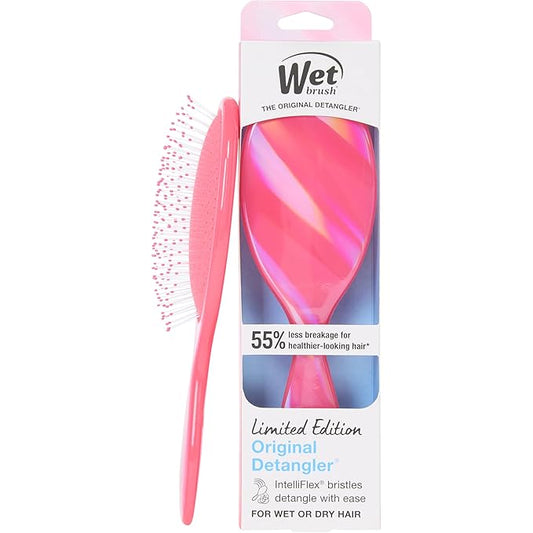 Wet Brush Original Detangler Hair Brush, Soft, Flexible Bristles Gently Detangle All Hair Types, Works on Wet or Dry Strands, Ergonomic Handle, Reduces Breakage, Limited Edition, Prismatic Glow Pink