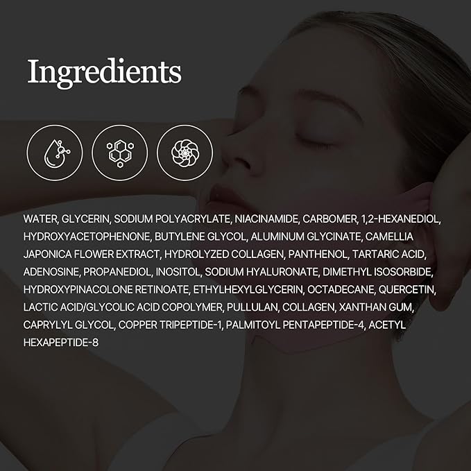ROUND LAB Camellia Deep Collagen V Lifting Gel Mask 4ea | Double-chin Turkey Neck Instant Face Lifting Mask, Cooling and Depuffing Face Toning Belt, Firming Sagging Skin, Korean Skin Care, 10g/0.35oz