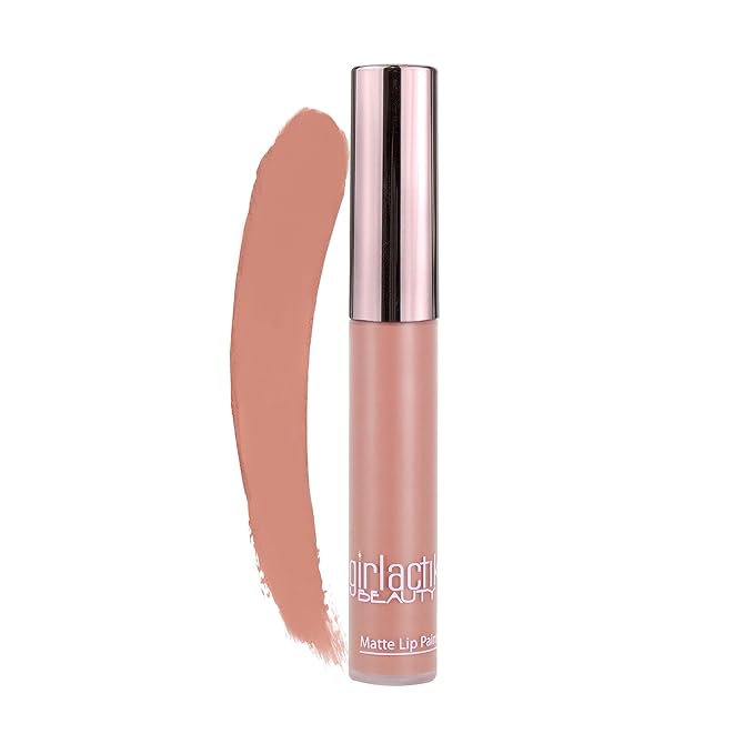Girlactik Long Lasting Matte Lip Paint Liquid Lipstick in Allure- Long wearing, Smooth Application, Pigmented, Non-Crack Formula, Lightweight, 7.5 ml / .25 oz, (Honey)