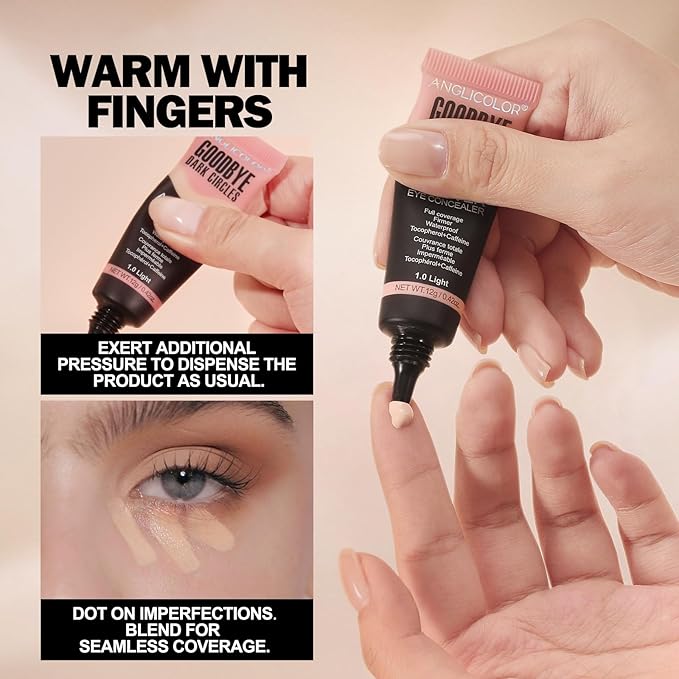 Anglicolor Liquid Concealer,Eye Concealer Full Coverage for Dark Circles,Brightening,Waterproof,Long Lasting,Color Correcting Concealer for Women,Vegan & Cruelty-Free (02#Light Nude, 0.42 Fl Oz)