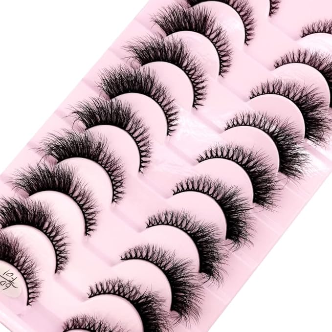HBZGTLAD New 10 Pairs 3D Mink Lashes False Eyelashes Handmade Wispy Fluffy Long Lashes Natural Eye Makeup Tools Eye Lashes(6DF01)