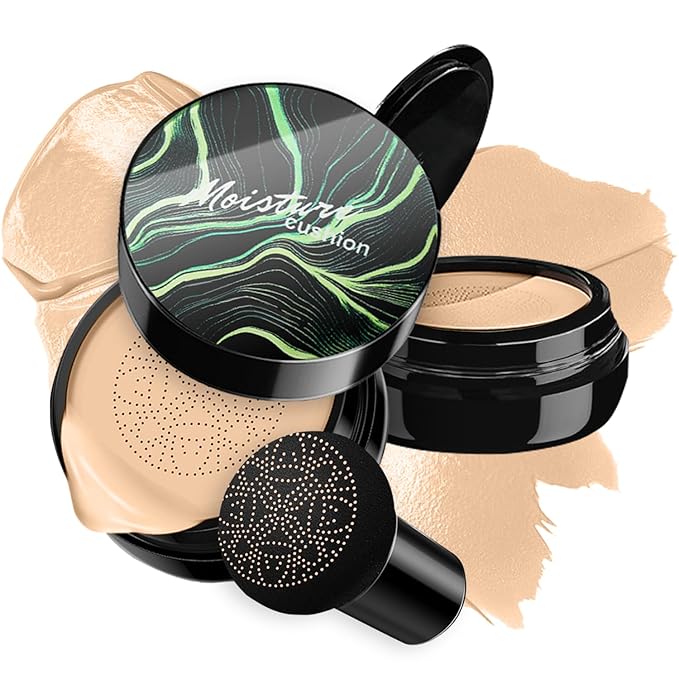Mushroom Head Air Cushion BB Cream CC Cream Moisturizing Liquid Foundation, Concealer - Lasting Makeup Base for Even Skin Tone (#02 Natural)