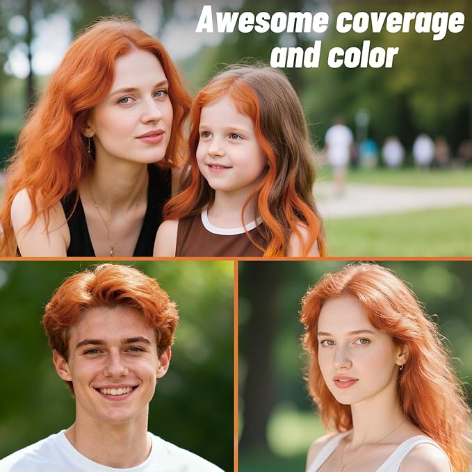 Orange Hair Spray, Temporary Hair Color Spray for Women Men– Safe Non Sticky Washable One Day Hair Dye Spray, Disposable Accessories Included, for Halloween Cosplay Party DIY Costume Pet Fun