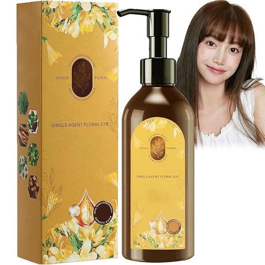 Nourishing Plant-Based Hair Color,Single Agent Floral Dye,Long Lasting Natural HairDye Shampoo,Plant Single Dose Floral Fragrance Dye,Plant Based HairDye for Gray Hair Coverage Women (Chestnut Brown)