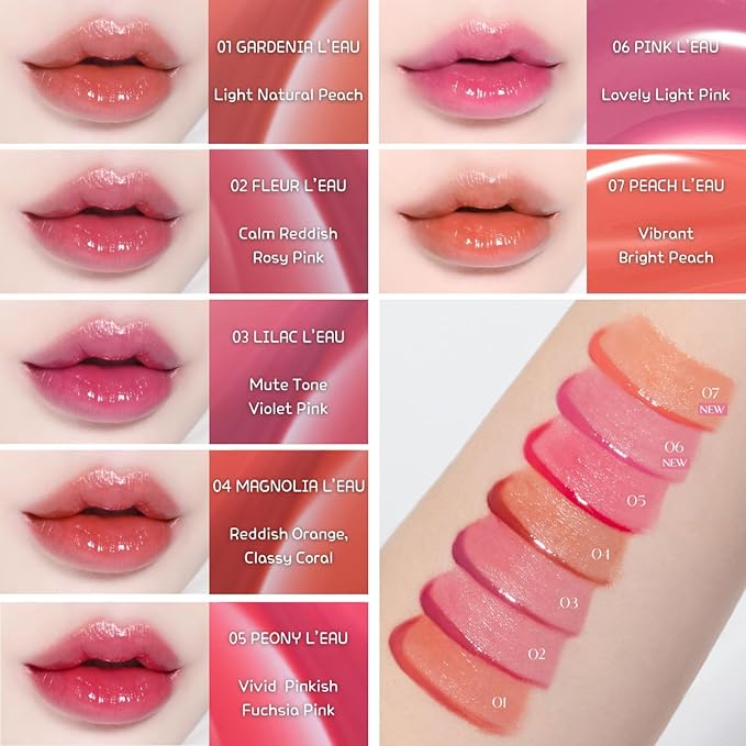 BBIA L’EAU Tint – Glossy & Glow Lip Stain, Watery Lip Tint, Non-Sticky, High Shine Finish, Long-lasting, Moisturizing, Lightweight, Natural, Daily Use, Vegan, Korean Lip Makeup (05 PEONY L'EAU - MINI)