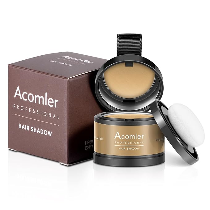 Acomler Root Cover Up Hair Powder for Thinning, Grey Hair - Dark Brown for Hairline Shadow, Eyebrows, Beard Line, Bald Spots (Blonde)