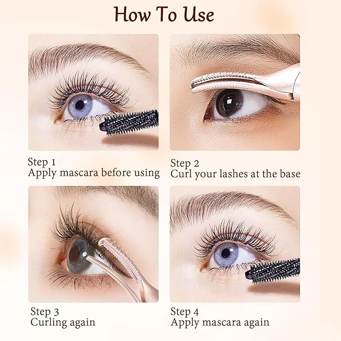 2 in 1 Heated Eyelash Curlers and Eyebrow Trimmer for Women, Electric Eyelash Curler with 2 Temperature Modes Anti-Burn USB Rechargeable Heated Eyelash Curler, Ideal Gift for Women JS710