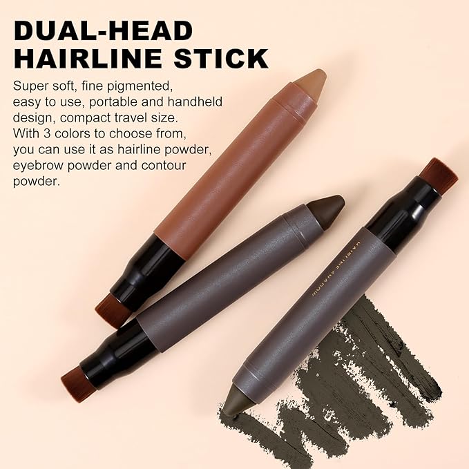 Boobeen Hairline Powder Stick, Hair Shadow Concealer for Thinning Hair, Waterproof Root Touch-Up to Quickly Cover Grey and Conceal Hair Loss