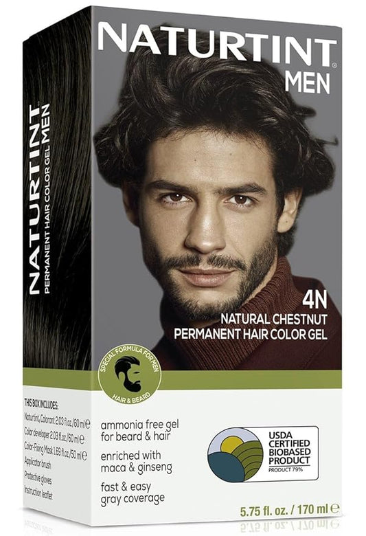 Naturtint Mens Permanent Hair Color for Hair Beard and Mustache (4N Men's Natural Chestnut)