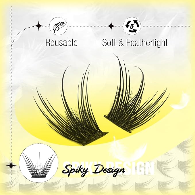 Wispy Lash Clusters Spiky Eyelash Extensions Fairy Lash Extension CC-Curly Cluster Lashes Individuals Natural Look DIY Eyelash Clusters Wet Look Soft Featherlight 10-16MM