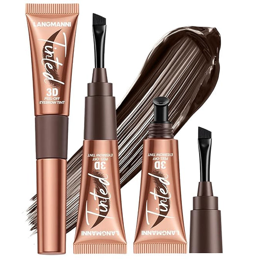 3D Peel-Off Eyebrow Tint – Tattoo Brow Gel Lasts Up to 3 Days – Waterproof, Smudge-Proof, Long-Lasting Natural Brow Stain – Easy to Use, Flake-Free Gel Dye for Fuller Brows (1# Gray Brown)