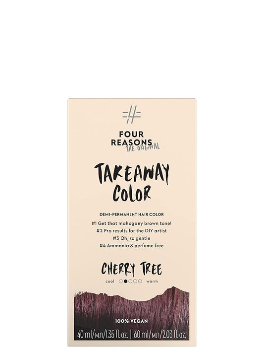 Four Reasons Original Takeaway Color - Cherry Tree – 5.52 Mahogany Brown - Demi-Permanent Hair Color - Ammonia-Free and Fragrance-Free Hair Dye - 100% Vegan & Cruelty Free