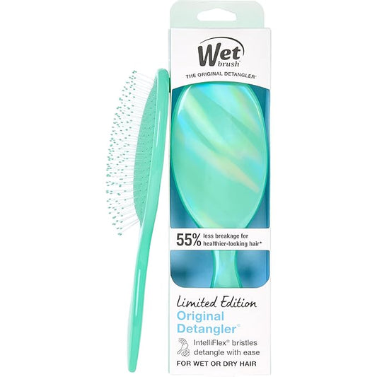 Wet Brush Original Detangler Hair Brush, Soft, Flexible Bristles Gently Detangle All Hair Types, Works on Wet or Dry Strands, Ergonomic Handle, Reduces Breakage, Limited Edition, Prismatic Glow Green