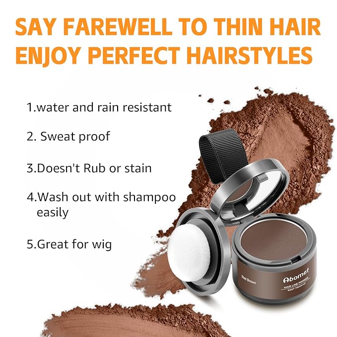 Root Touch Up Instantly Gray Hair Coverage Hairline Powder for Women & Men, Medium Brown for Concealing Hair Loss & Thinning Hair