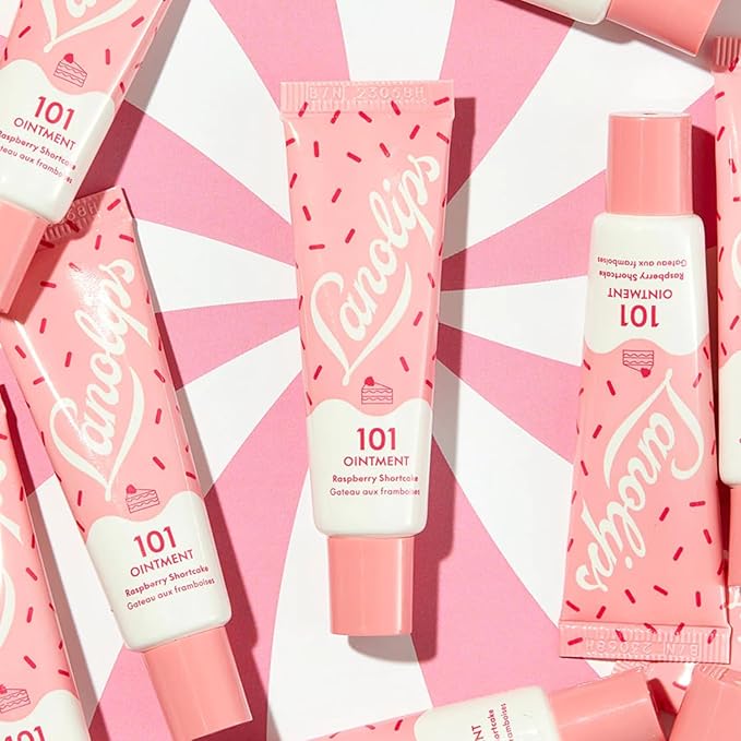 Lanolips 101 Ointment - Lanolin Lip Balm for Smooth, Hydrated & Healthy Lips - Multipurpose Lip Ointment with Lanolin Oil for Dry Lips, Cuticles & More - Raspberry Shortcake (0.52 oz)