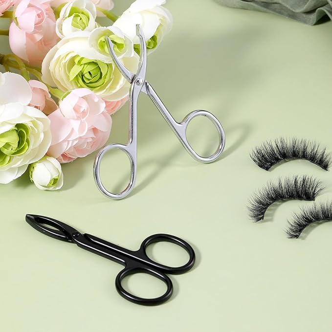 2 PCS Scissor Tweezers with Handles, Scissor Tweezers for Eyebrows, Metal Straight Tip with Scissors Handle Eyebrow Plucker Tweezer for Remover Facial Hair and Eyebrow Care(Silver, Black)