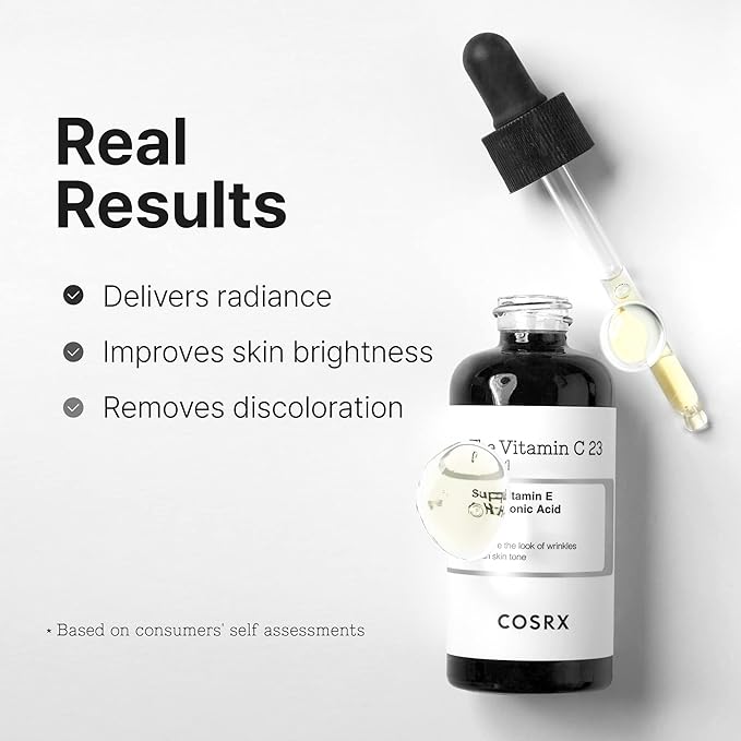 COSRX Pure Vitamin C 23% Serum with Vitamin E & Hyaluronic Acid, Hydrating Facial Serum for Fine Lines, Uneven Skin Tone & Dull Skin, 0.7oz/20g, Korean Skin Care, Stocking stuffers for women
