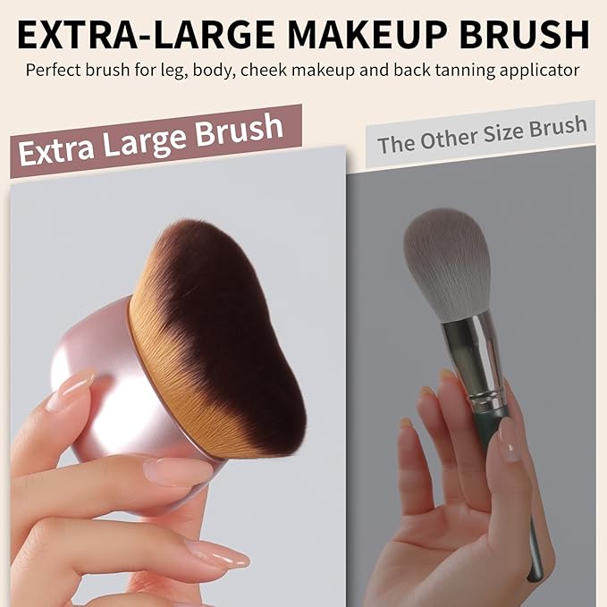 Extra Large Makeup Brush & Self Tanning Brush For Self Tanner，For Foundation，Arms And Legs makeup&Bronzer Blend, Body Makeup,Face&Back Makeup - Easy Use, Wet/Dry Use- Pink Rose Gold