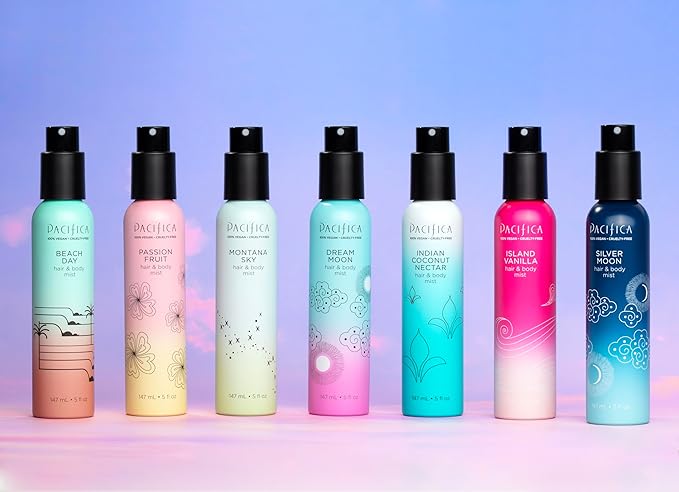 Pacifica Hair Perfume & Body Fragrance Spray Mist - Dream Moon with Bergamot, Pear, Pink Rose, Coconut, Vanilla, Sandalwood & Patchouli – Alcohol-Free, Vegan & Cruelty-Free, 5 oz (1 Count)