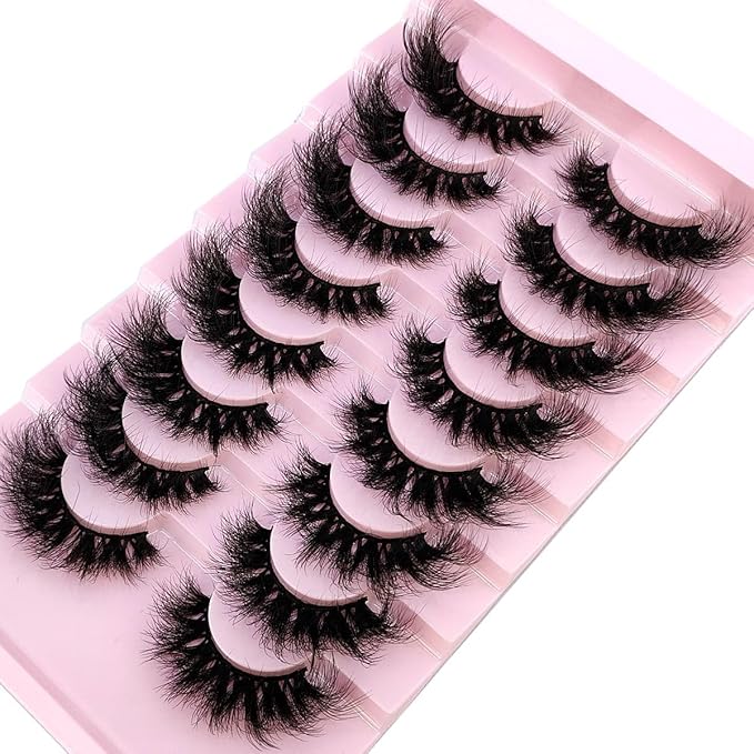 HBZGTLAD Mink Lashes Fluffy False Eyelashes 25mm Dramatic Faux Mink Eyelashes Natural Look Cat Eye Volume Eye Lashes Multipack (9D-23)