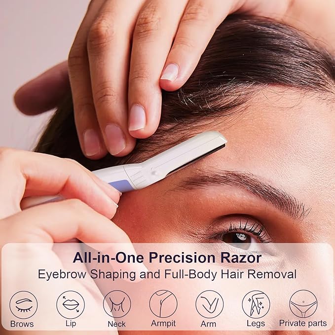 Dermaplane Razor, Face Razors for Women, Dermaplaning Tool, 1 Reusable Handle with 19 Microblades for Face, Aegean Frost