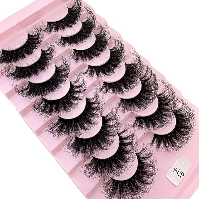 HBZGTLAD Mink Lashes Fluffy False Eyelashes 25mm Dramatic Faux Mink Eyelashes Natural Look Cat Eye Volume Eye Lashes Multipack (9D-25)