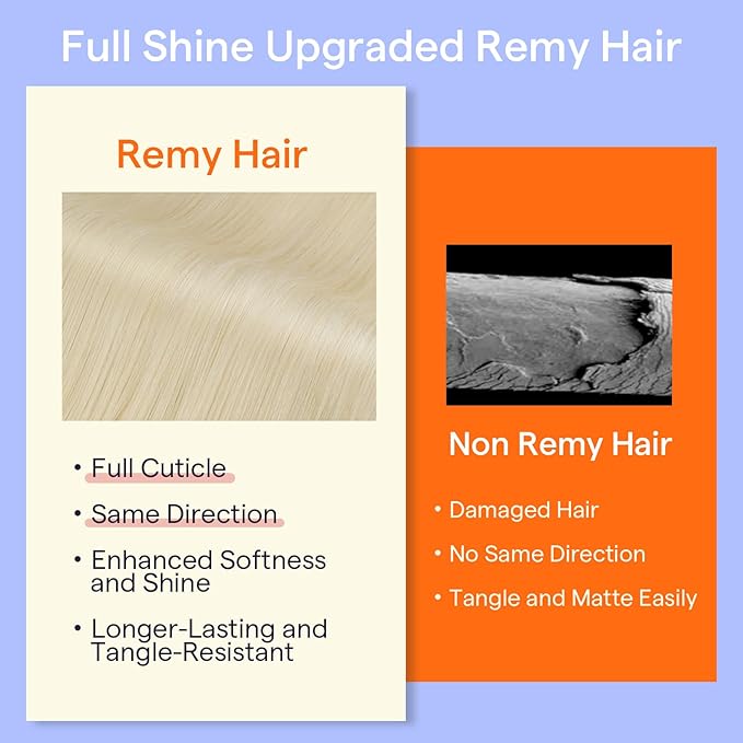 Full Shine Blonde Hair Extensions Clip ins Blonde Human Hair Clip in Extensions Platinum Diy Hair Extensions 18 Inch 120 G 7 Pcs