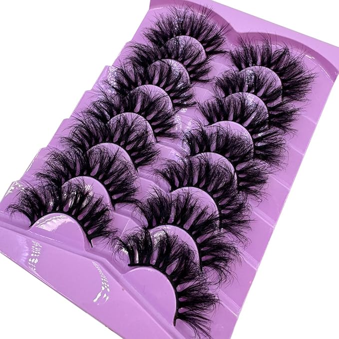 HBZGTLAD Mink Lashes Fluffy False Eyelashes 25mm Dramatic Faux Mink Eyelashes Natural Look Cat Eye Volume Eye Lashes Multipack (LD38)