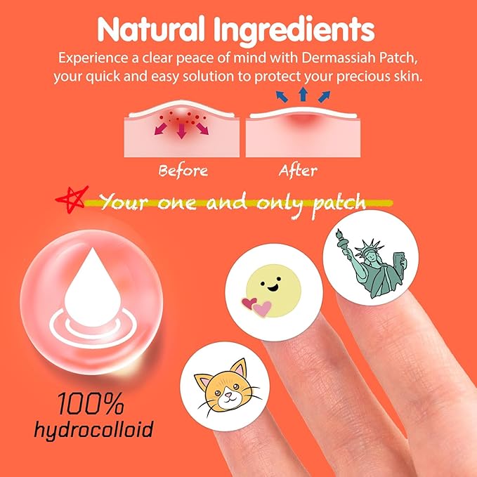 Acne Pimple Patches for Face 54 Count with Mirror Case for Day & Night Use - Hydrocolloid Pimple Pads, Emoji-Themed Blemish Dots, Clear Skin Treatment (Animal)