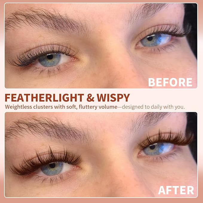 Brown Lash Clusters Wispy Eyelash Clusters 10-16mm Cluster Eyelash Extensions DIY Natural Lash Clusters with Spikes Individual Lash Extension 144pcs Cluster Lashes by Kiromiro