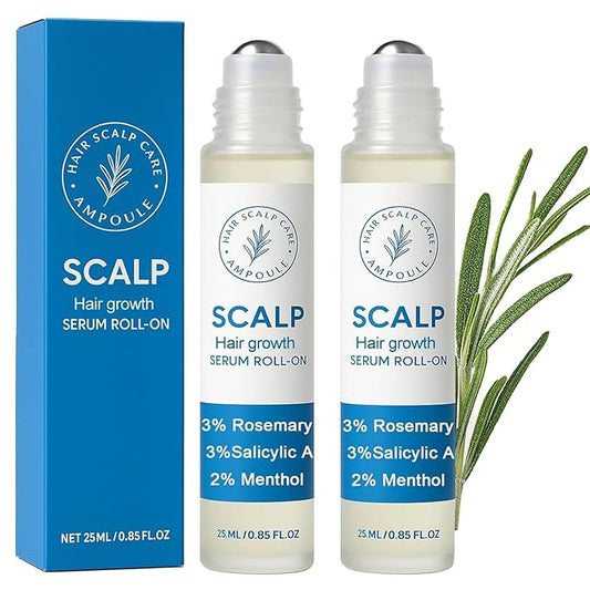 Rosemary Scalpy Hair Growth Serum Roll On, Orrenaturals Hair Revival Ampoule, Hair Regrowth Roller for Fuller, Thicker, Stronger Hair, Repair Hairline & Thinning Hair for Men & Women (2 Pack)