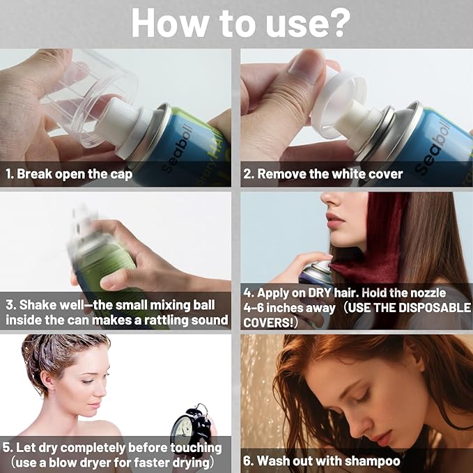 Purple Hair Spray, Temporary Hair Color Spray for Women Men– Safe Non Sticky Washable One Day Hair Dye Spray, Disposable Accessories Included, for Halloween Cosplay Party DIY Costume Pet Fun