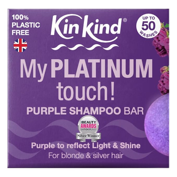 KinKind Toning Purple Shampoo Bar - My PLATINUM Touch! Solid Bar for Blonde, Silver & White Hair | Travel Shampoo Bars for Hair | Up to 50 Washes - Vegan