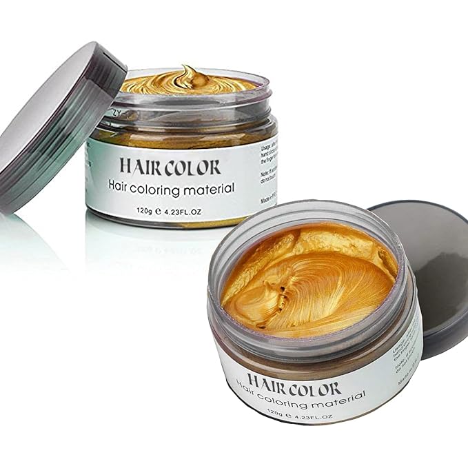 Gold Hair Color Wax Dye, Temporary Gold Hair Spray Color for Halloween Cosplay, Party, Masquerade, 4.23oz Instant Hairstyle Mud Cream