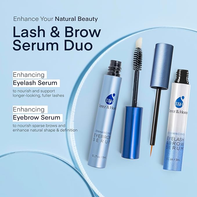 Enhancing Lash & Brow Serum Duo – Eyelash and Eyebrow Growth Serum Set for Fuller, Longer-Looking Lashes & Brows – Made in Korea, Clean & Effective Formula, Gift-Ready Packaging