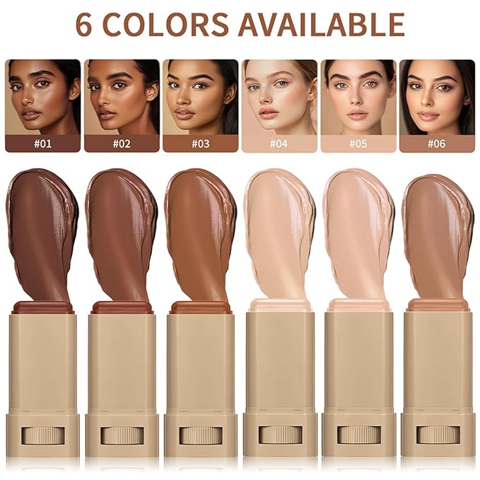 Foundation Stick Beauty Balm Serum Boosted Skin Tint, Serum Boosted Skin Tint Balm, Solid Tinted Moisturizing SerumContour Stick Foundation FaceStick, Longwear ContourStick, Natural Finish (#6)