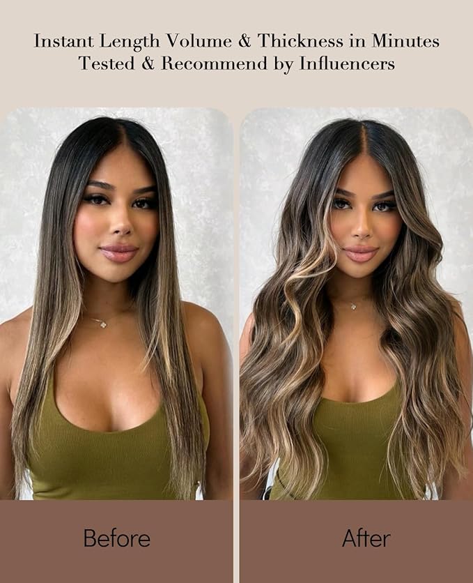 VINBAO Clip in Extensions Human Hair 18 Inch 6pcs Clip in Soft Hair Extensions Easy to Install 120 Grams Color 1B/4/27 Dark Roots to Blonde Balayage Color(#1B/4/27,18'')